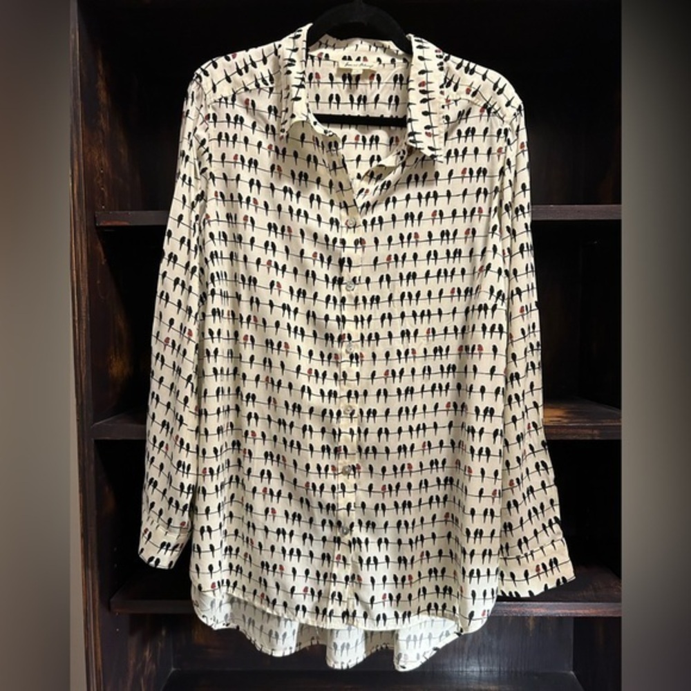 Jane And Delancey Womens Plus 1X V-Neck Blouse | Birds | Cottagecore